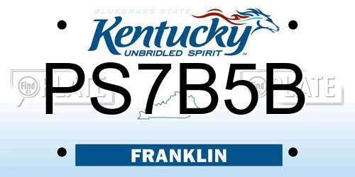PS7B5B Kentucky License Plate