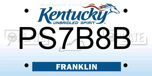 PS7B8B Kentucky License Plate