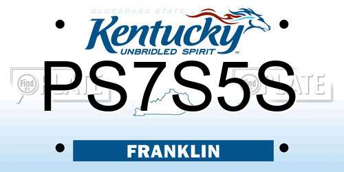 PS7S5S Kentucky License Plate