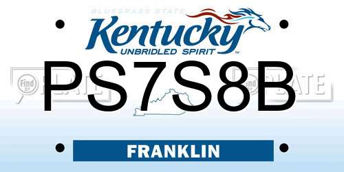 PS7S8B Kentucky License Plate