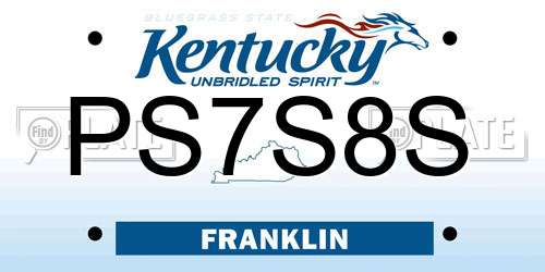 PS7S8S Kentucky License Plate