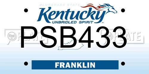 PSB433 Kentucky License Plate
