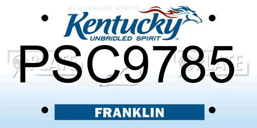 PSC9785 Kentucky License Plate
