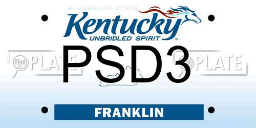 PSD3 Kentucky License Plate