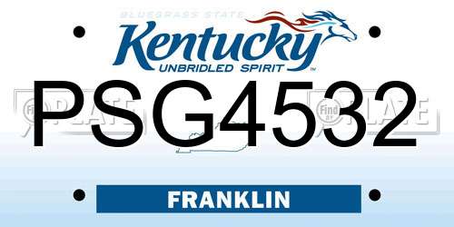 PSG4532 Kentucky License Plate