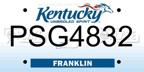 PSG4832 Kentucky License Plate