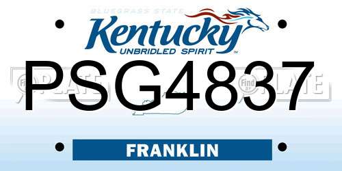 PSG4837 Kentucky License Plate