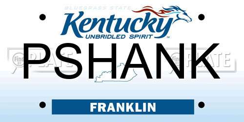 PSHANK Kentucky License Plate