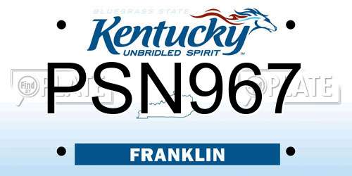 PSN967 Kentucky License Plate