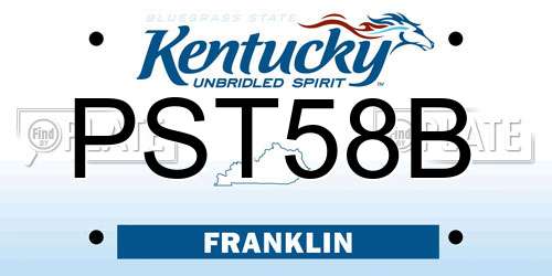 PST58B Kentucky License Plate