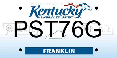 PST76G Kentucky License Plate