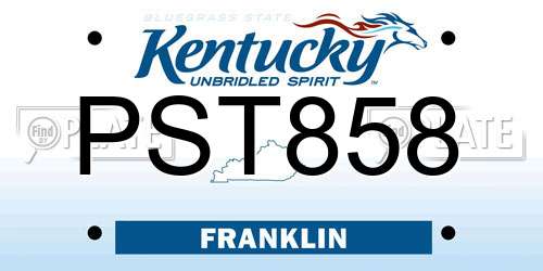 PST858 Kentucky License Plate