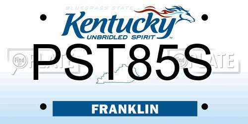 PST85S Kentucky License Plate