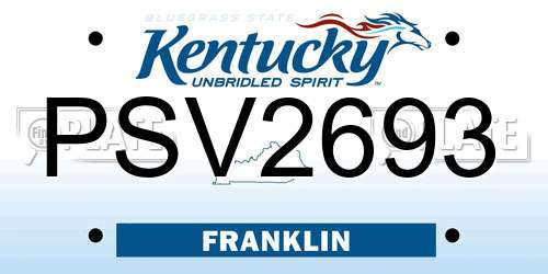 PSV2693 Kentucky License Plate