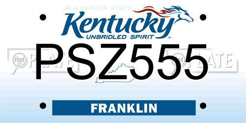 PSZ555 Kentucky License Plate