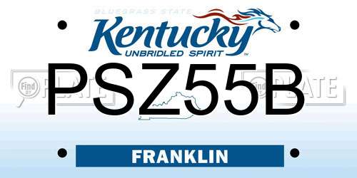 PSZ55B Kentucky License Plate