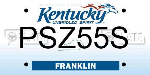 PSZ55S Kentucky License Plate