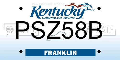 PSZ58B Kentucky License Plate