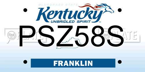 PSZ58S Kentucky License Plate