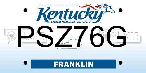 PSZ76G Kentucky License Plate