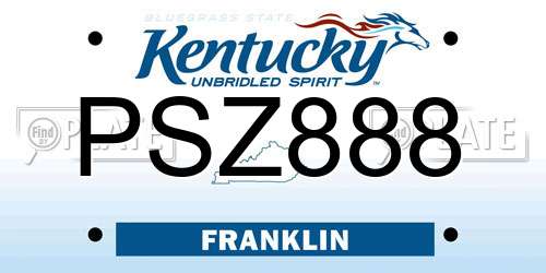 PSZ888 Kentucky License Plate