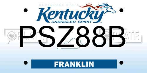 PSZ88B Kentucky License Plate