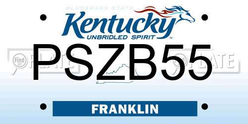 PSZB55 Kentucky License Plate