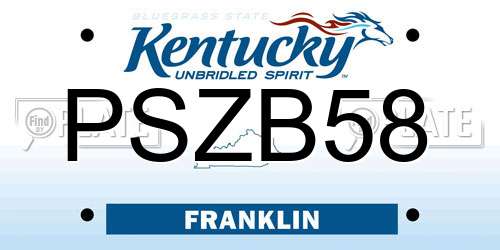 PSZB58 Kentucky License Plate