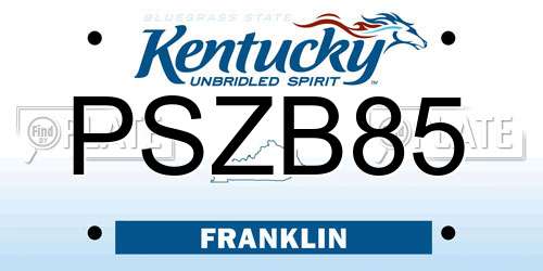 PSZB85 Kentucky License Plate