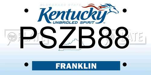 PSZB88 Kentucky License Plate