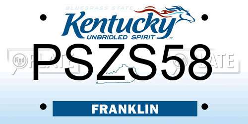 PSZS58 Kentucky License Plate