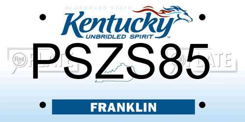 PSZS85 Kentucky License Plate