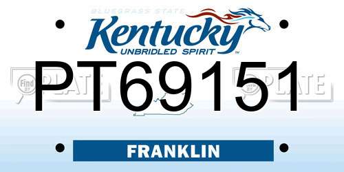 PT69151 Kentucky License Plate