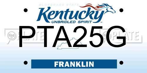 PTA25G Kentucky License Plate