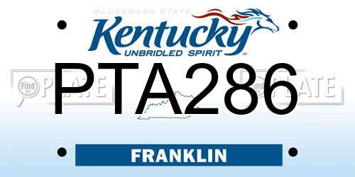 PTA286 Kentucky License Plate