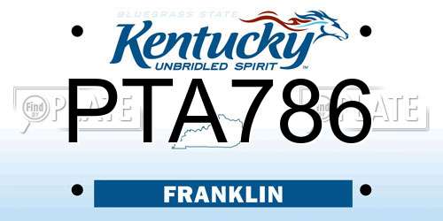 PTA786 Kentucky License Plate