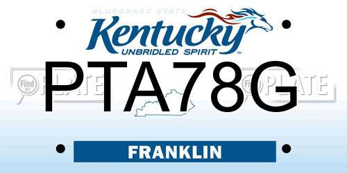 PTA78G Kentucky License Plate