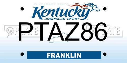 PTAZ86 Kentucky License Plate