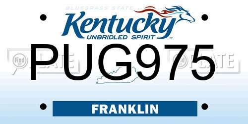 PUG975 Kentucky License Plate