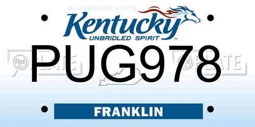 PUG978 Kentucky License Plate