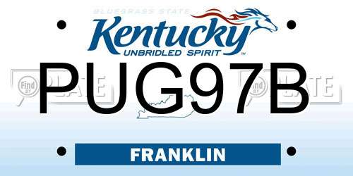PUG97B Kentucky License Plate