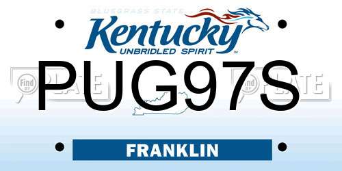 PUG97S Kentucky License Plate