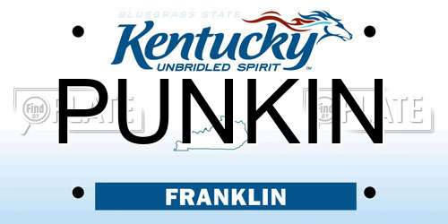 PUNKIN Kentucky License Plate