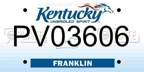 PV03606 Kentucky License Plate