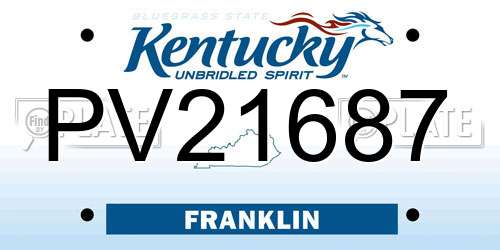 PV21687 Kentucky License Plate
