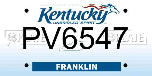 PV6547 Kentucky License Plate