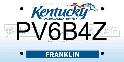 PV6B4Z Kentucky License Plate