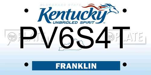 PV6S4T Kentucky License Plate