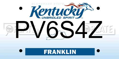 PV6S4Z Kentucky License Plate
