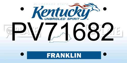 PV71682 Kentucky License Plate